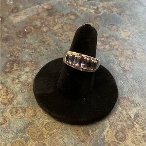Sterling Silver Amethyst Band Ring - Purple